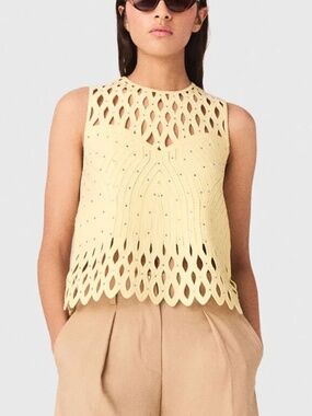Lussel Crochet rhinestone top